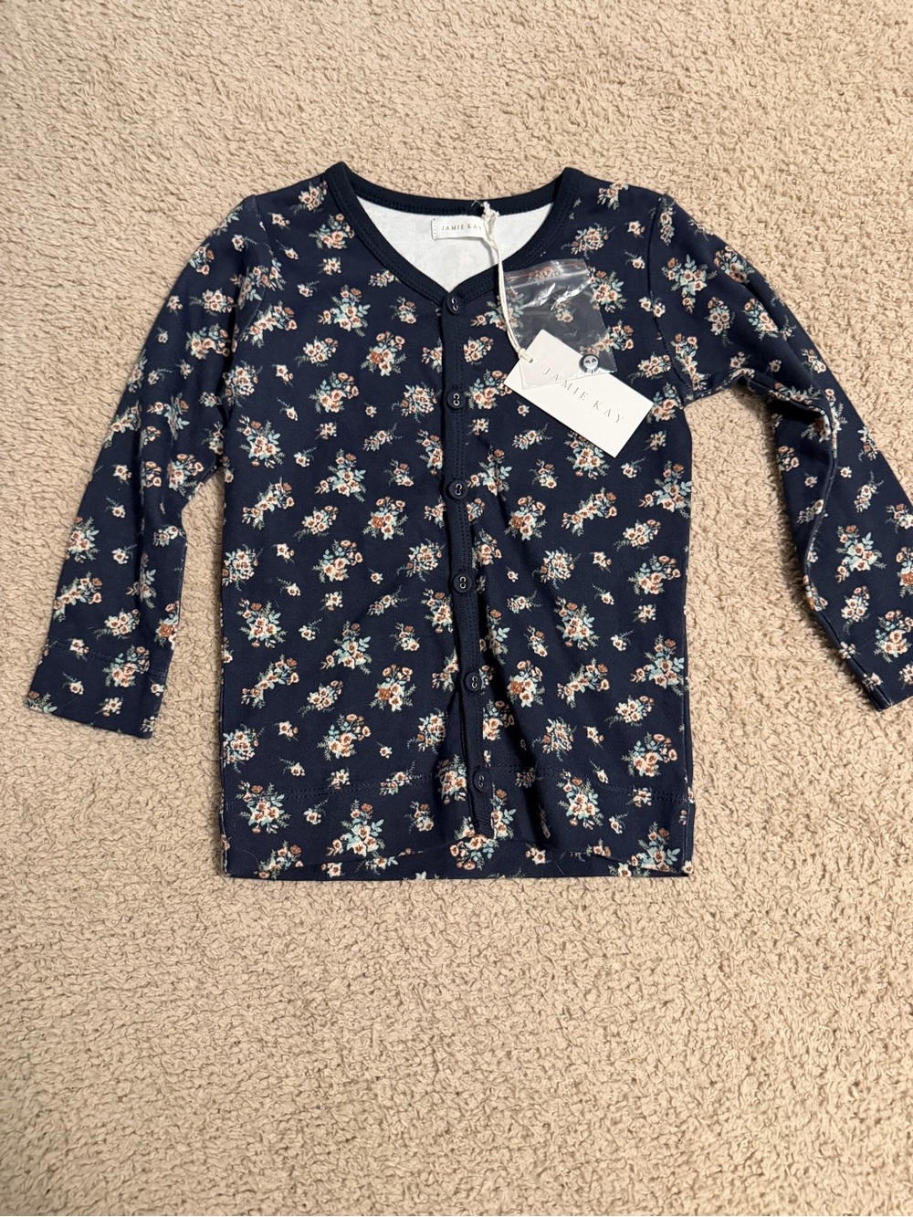 Jamie Kay Floral Cotton Cardigan Top Navy Blue Size 2Y NWT
